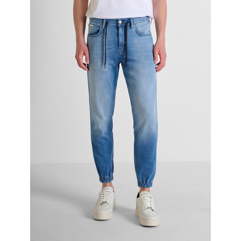 Antony Morato Mens Blue Washed Mid Rise Skinny Fit Jogger Jeans (30)