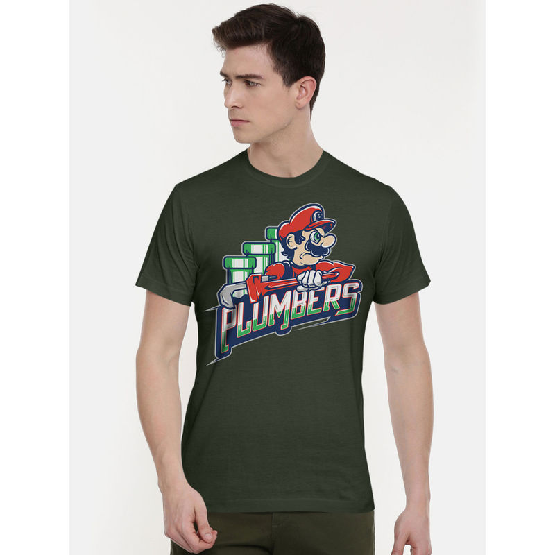 THREADCURRY Comic Plumbers Creative Graphic Printed T-Shirt for Men (XL)