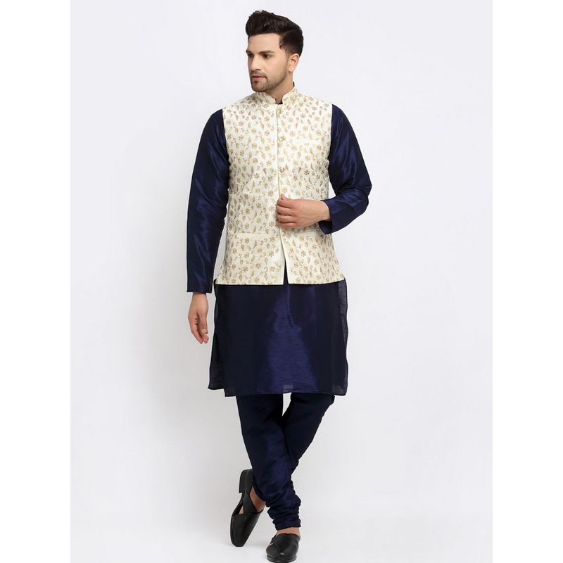 Navy Blue Kurta Brocade Churidar main image 1