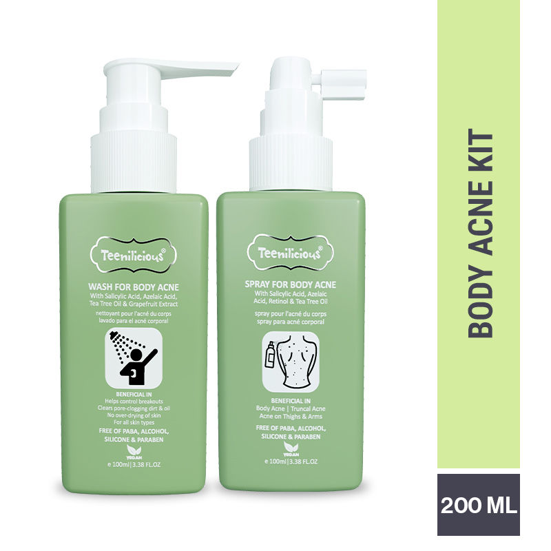 Teenilicious Body Acne Spray & Body Acne Wash Kit With Salicylic Acid
