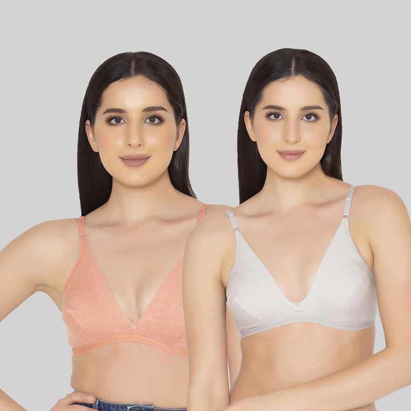 Clovia Cotton Non-Padded Non-Wired Demi Cup Plunge Bra (Pack of 2) (32B)