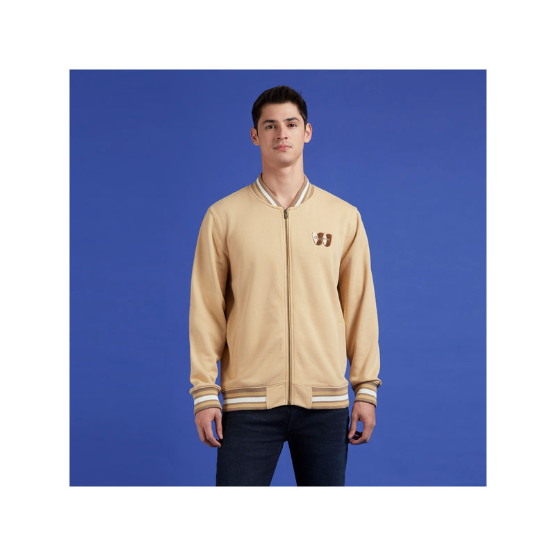 Pepe Jeans Beige Embroidered Full Sleeve Sweatshirt (L)