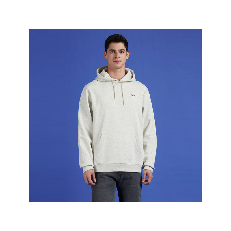 Pepe Jeans White Back Print Full Sleeve Oversized Hoodie (S)