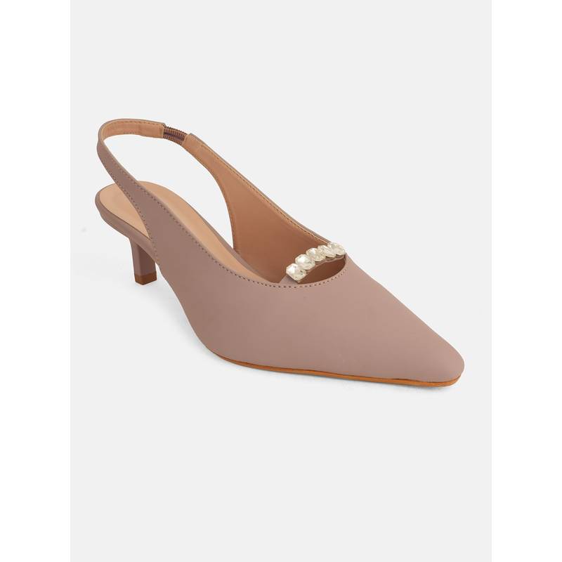 Drop Bold Mauve Embellished Pointed Toe Sandal Heels For Women (EURO 36)