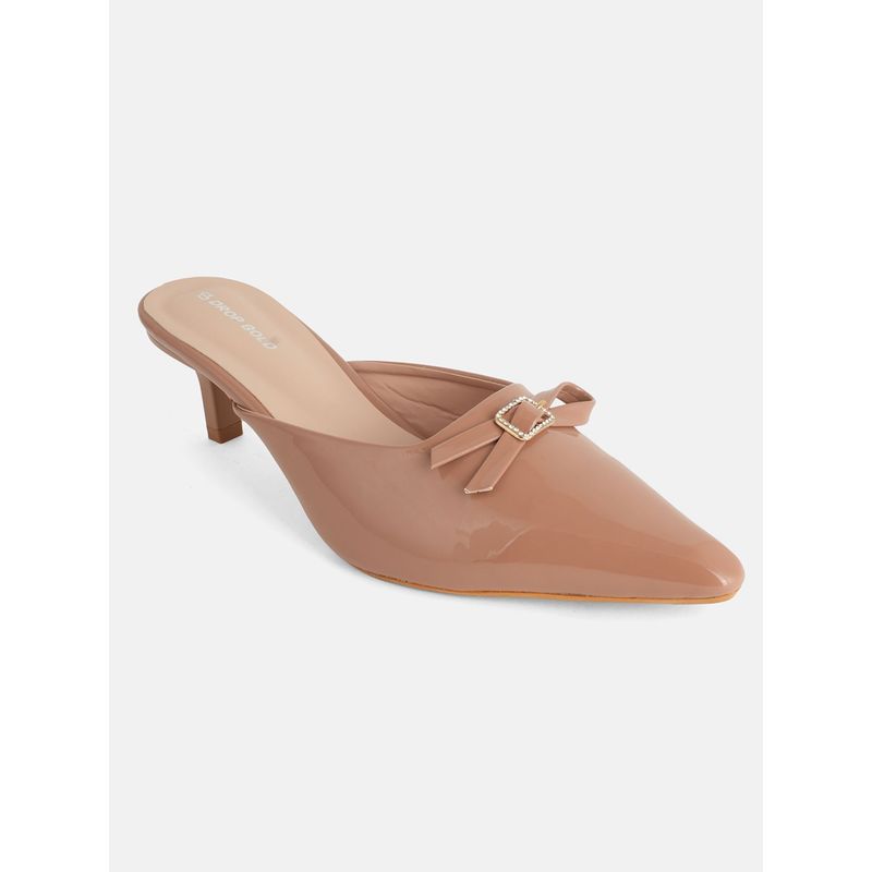 Drop Bold Beige Pointed Toe Stiletto Heel Mules For Women (EURO 36)