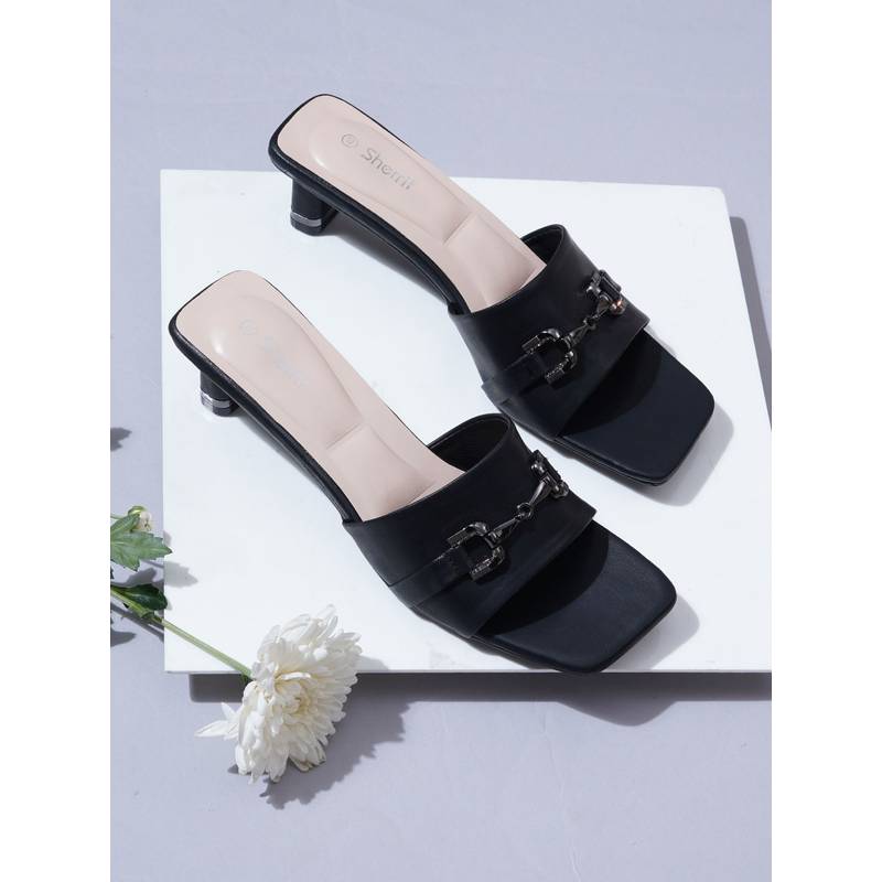 Sherrif Shoes Women Black Sandal Heels (EURO 35)