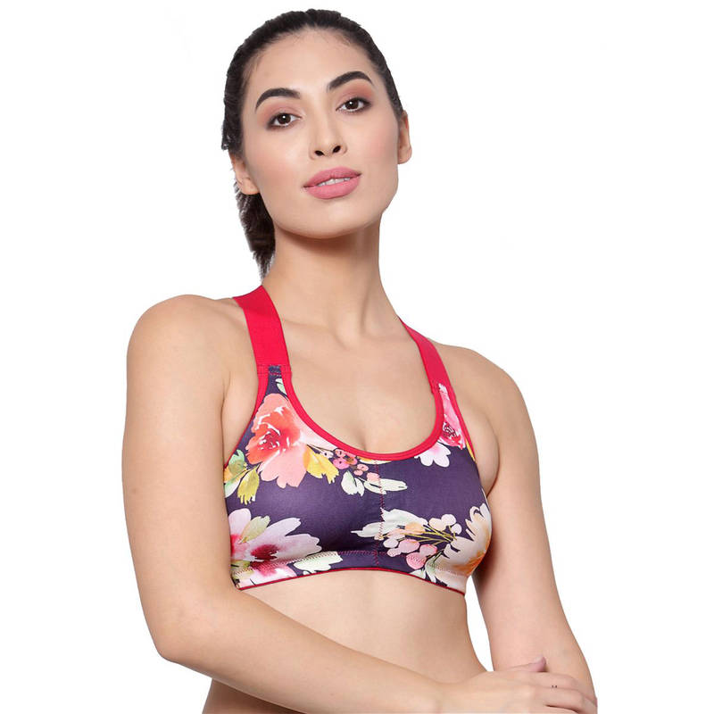 Inner Sense Organic Cotton Antimicrobial Medium Impact Sports Bras (Pack Of 3)-Purple (S)