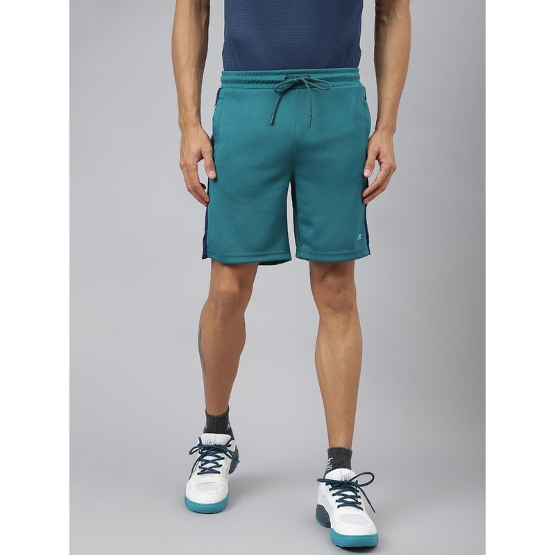 Alcis Men Deep Green Graphic Print Soft Touch Slim Fit Athleisure Shorts (L)