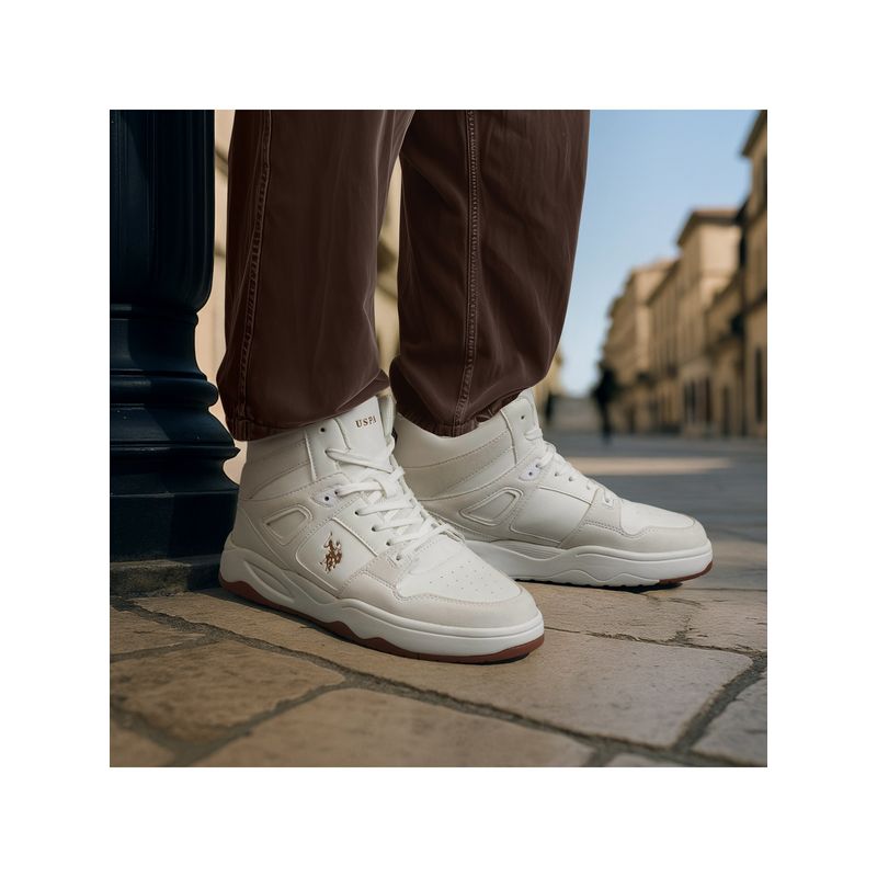 U.S. POLO ASSN. BRUCE Men Mid Top Sneaker - Off White (UK 8)