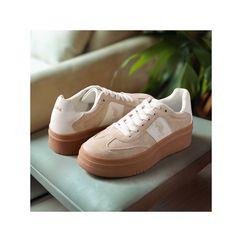U.S. POLO ASSN. Zaira Beige Chunky Sneaker Shoes (UK 5)