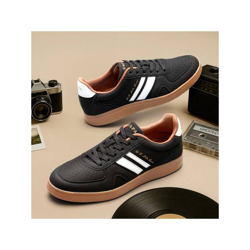 U.S. POLO ASSN. Edda Black Sneaker Shoes With Premium Upper (UK 3)