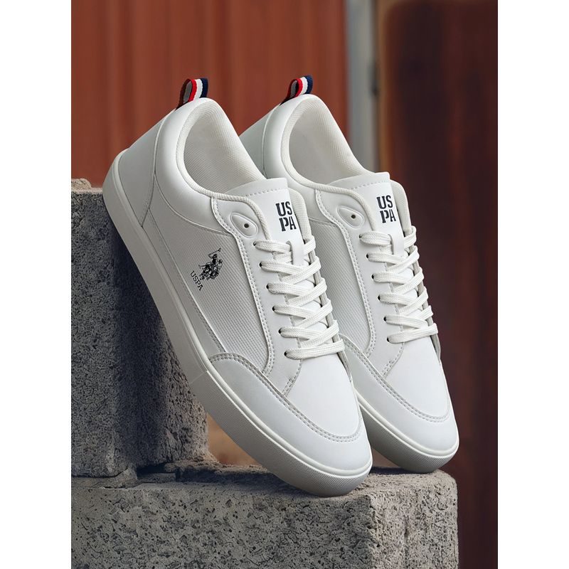 U.S. POLO ASSN. Off White USPA LUCIAN Stylish Casual Sneakers (UK 10)
