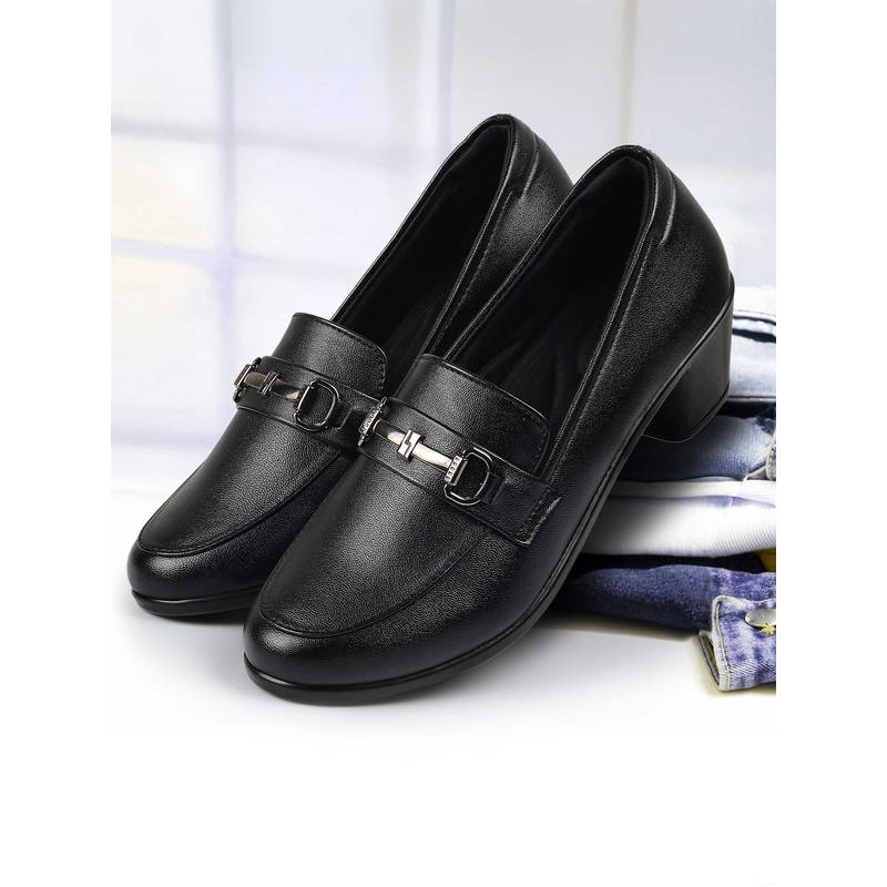 Mochi Women Black Formal Loafers (UK 6)