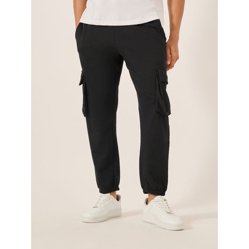 Styli Men Slim Fit Cargo Joggers Black (M)