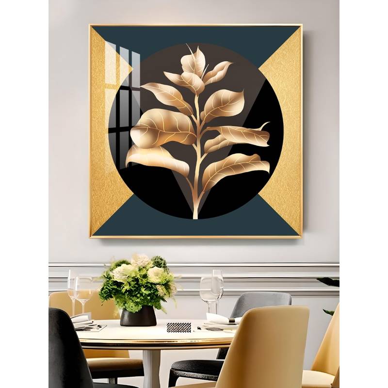 Buy The Next Decor Golden Leaf Glass Finish Square Wall Art Online