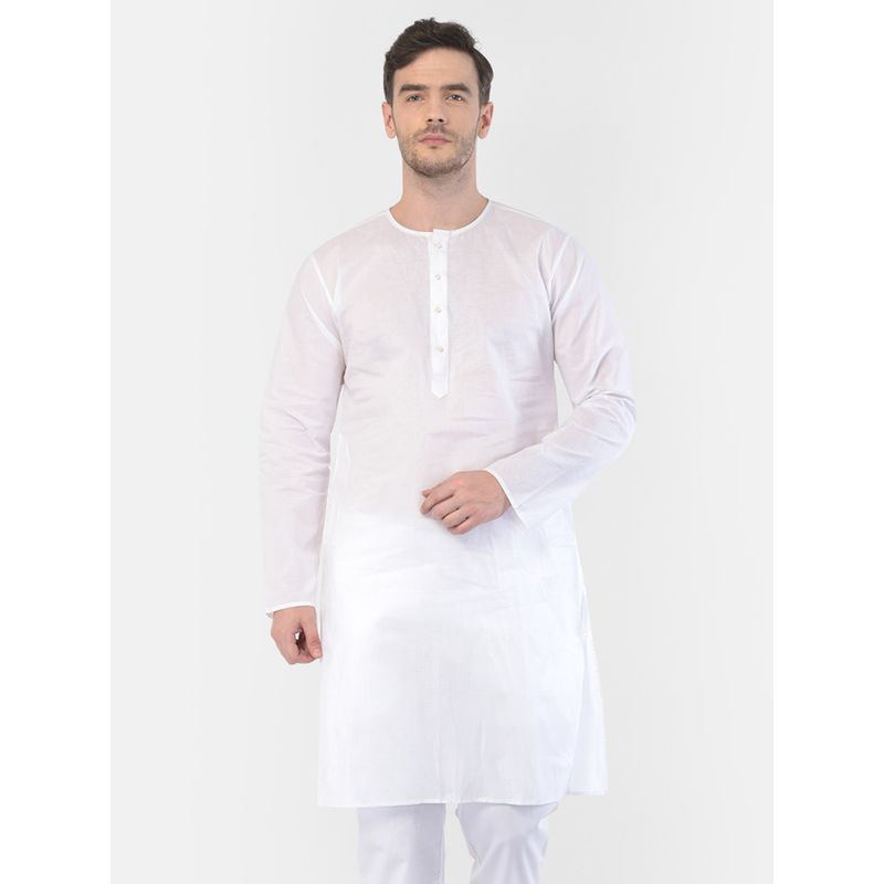Mens White Cotton Addi Kurta (XL)