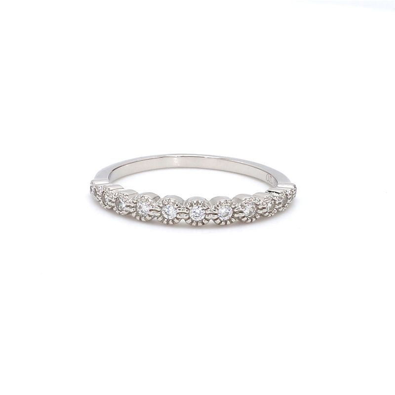 Ornate Jewels Simple Ad Band Silver Ring - 11