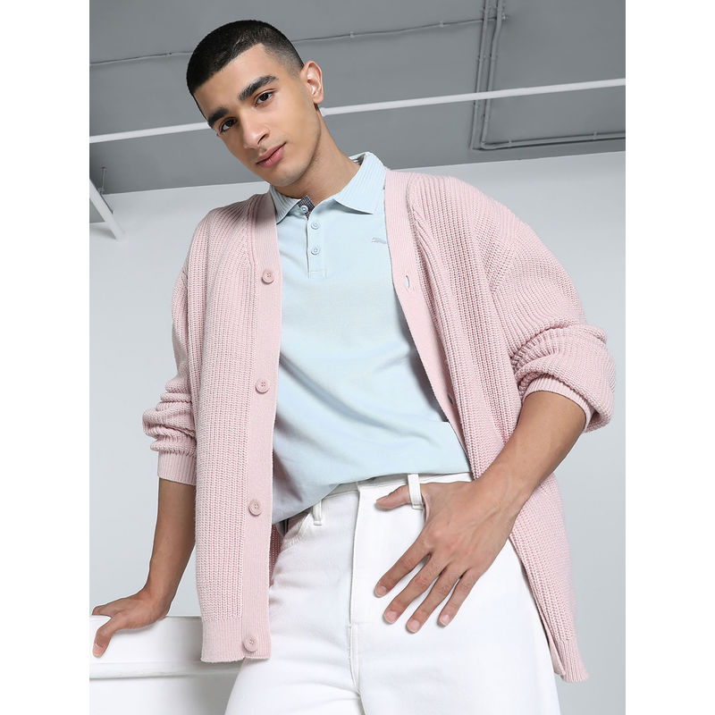 Puma MMQ Men Pink Relaxed Fit Cardigan (M)