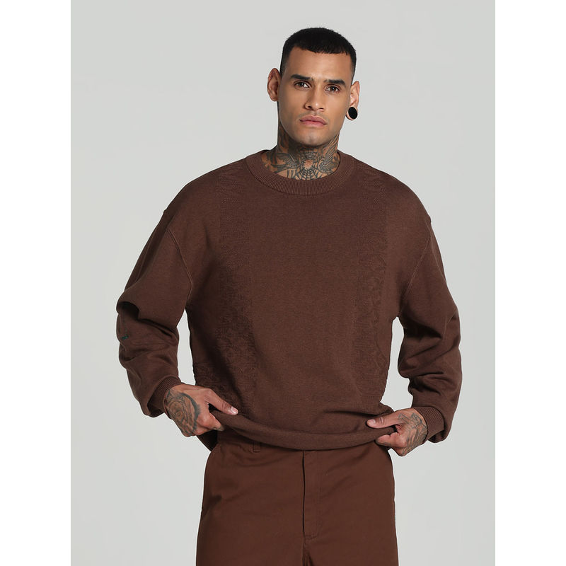 Puma PALAIS ARTISAN Men Brown Crew-Neck Boxy Fit Sweatshirt (L)