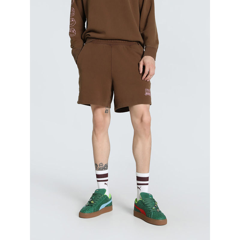 Puma x TEENAGE MUTANT NINJA TURTLES Men Brown Relaxed Fit 7 Shorts (M)