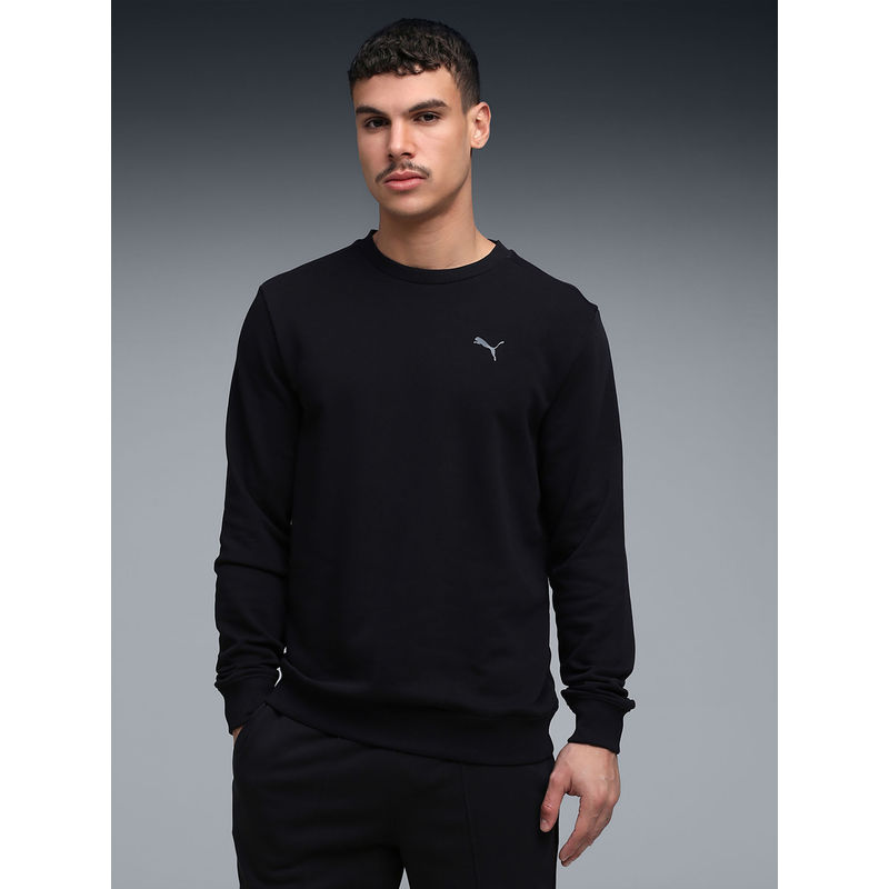 Puma Essentials Logo Men Black Regular Fit Crew Neck Sweatshirt (XL)