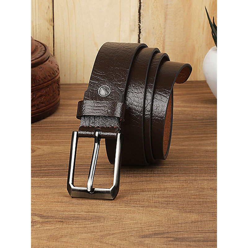 KASTNER Men Textured Formal Leather Belt - Brown (28)