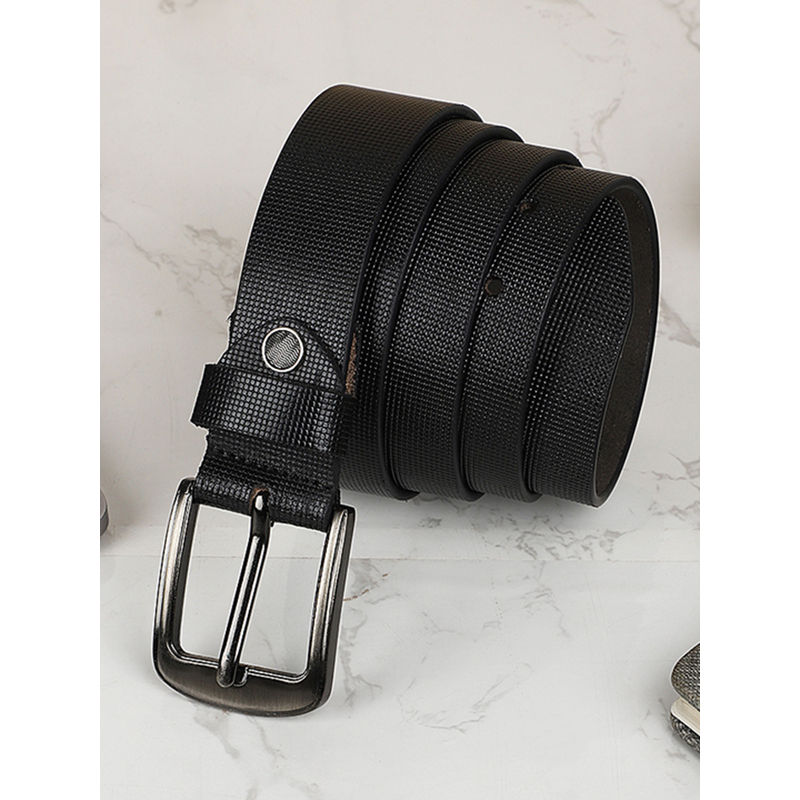 KASTNER Men Textured Formal Leather Belt - Black (28)