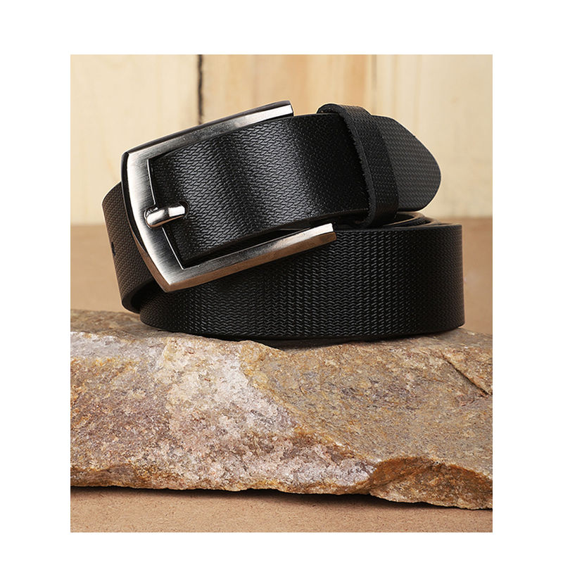 KASTNER Men Textured Formal Leather Belt - Black (28)