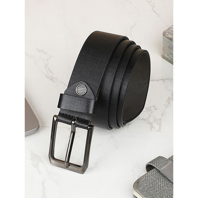 KASTNER Men Textured Formal Leather Belt - Black (28)