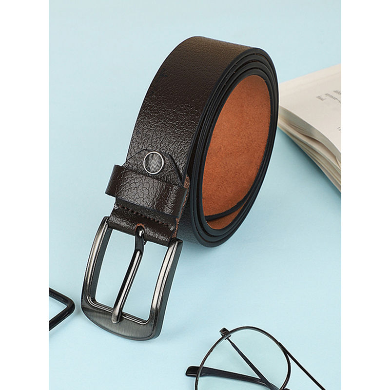 KASTNER Men Textured Formal Leather Belt - Brown (28)
