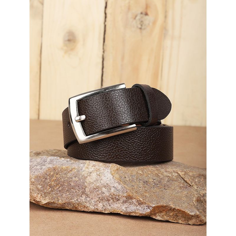 KASTNER Men Textured Formal Leather Belt - Brown (28)
