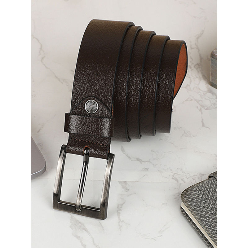 KASTNER Men Textured Formal Leather Belt - Brown (28)