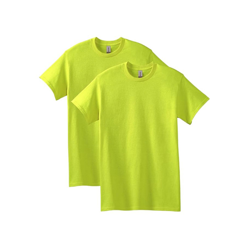 Gildan Green Cotton Half Sleeves Crew Neck Solid T-Shirt (Pack of 2) (S)