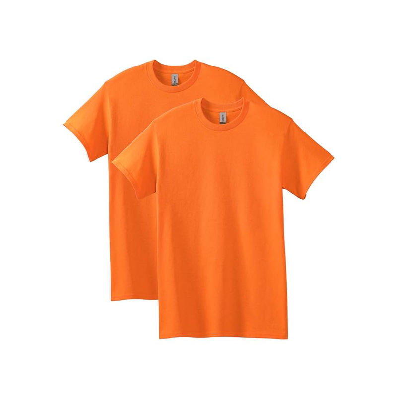 Gildan Orange Cotton Half Sleeves Crew Neck Solid T-Shirt (Pack of 2) (M)