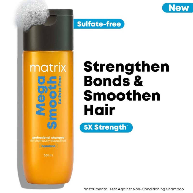 Matrix Professional Mega Smooth Sulfate-Free Shampoo with Squalane for Bond repair& 7x smoother hair