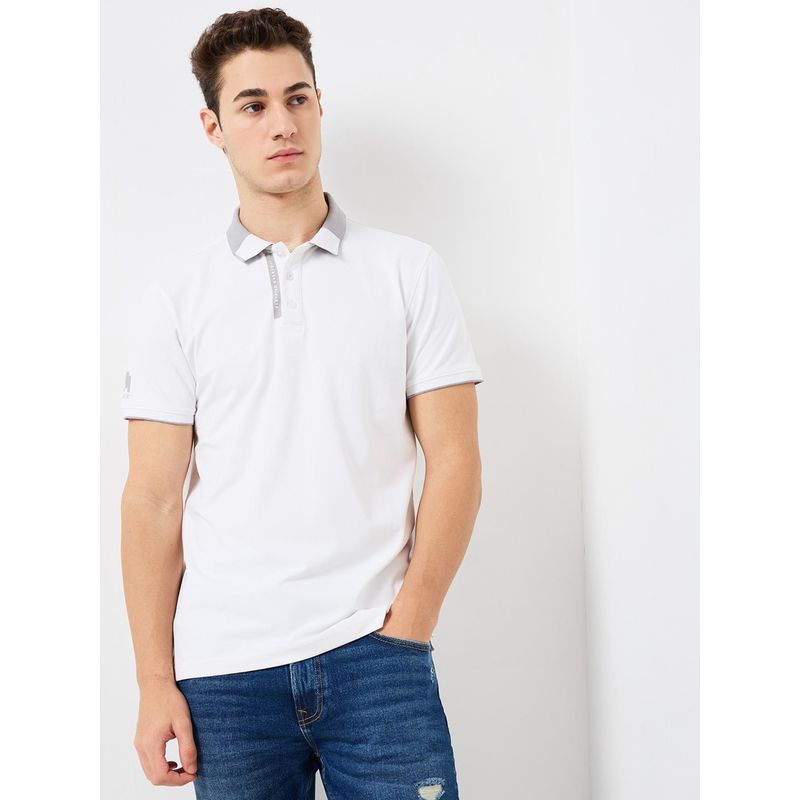 Spykar Men White Slim Fit Solid Half Sleeve Casual Polo T-Shirt (2XL)