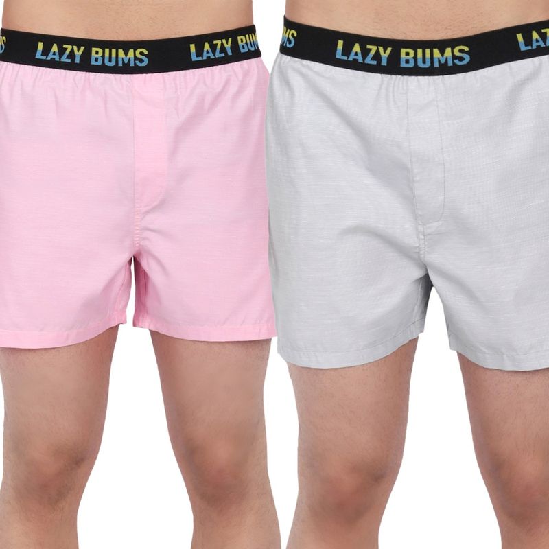 LAZY BUMS Men's Combed Cotton Breeze Boxer Shorts Regular Fit Boxers (Pack of 2) (M)