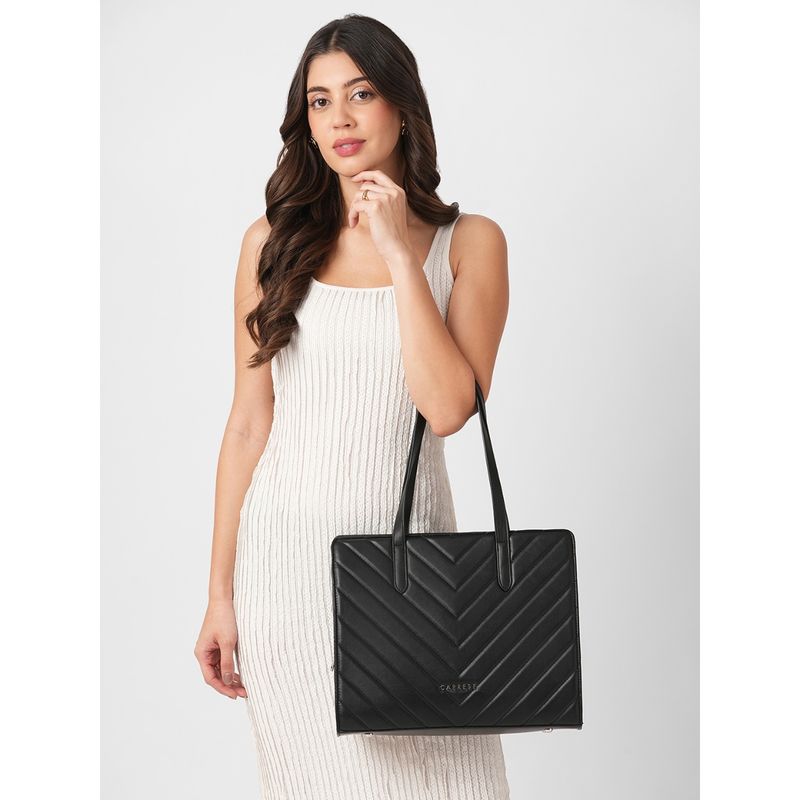Caprese Women Black Riko Black Satchel Bag (M)