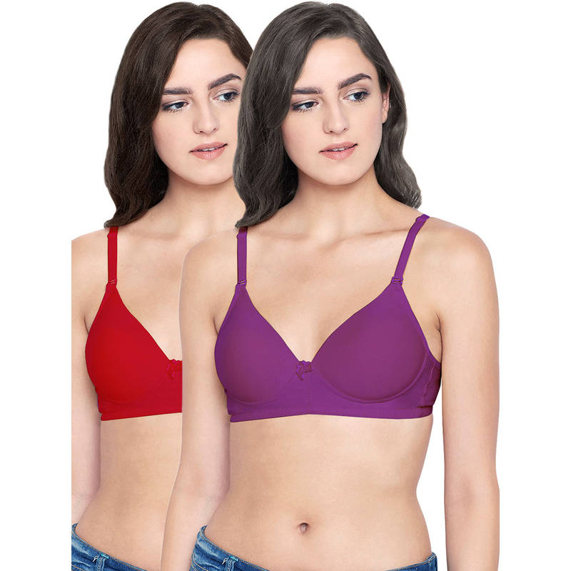 Bodycare Padded Bra In Red-Wine Color (Pack of 2) - 38B
