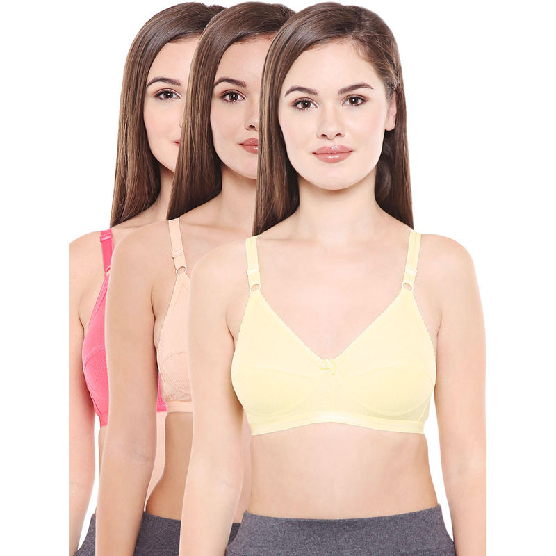 Bodycare Perfect Coverage Bra In Coral-Dark Peach-Light Lemon Color - Pack Of 3 (30B)