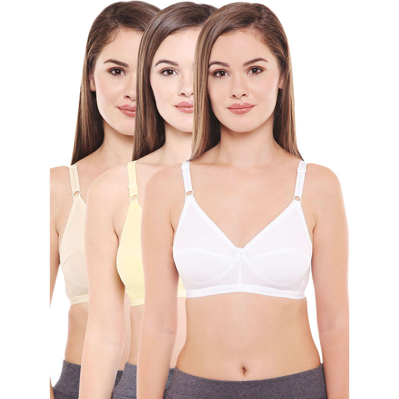 Bodycare Perfect Coverage Bra In Light Lemon-Skin-White Color - Pack Of 3 (30B)