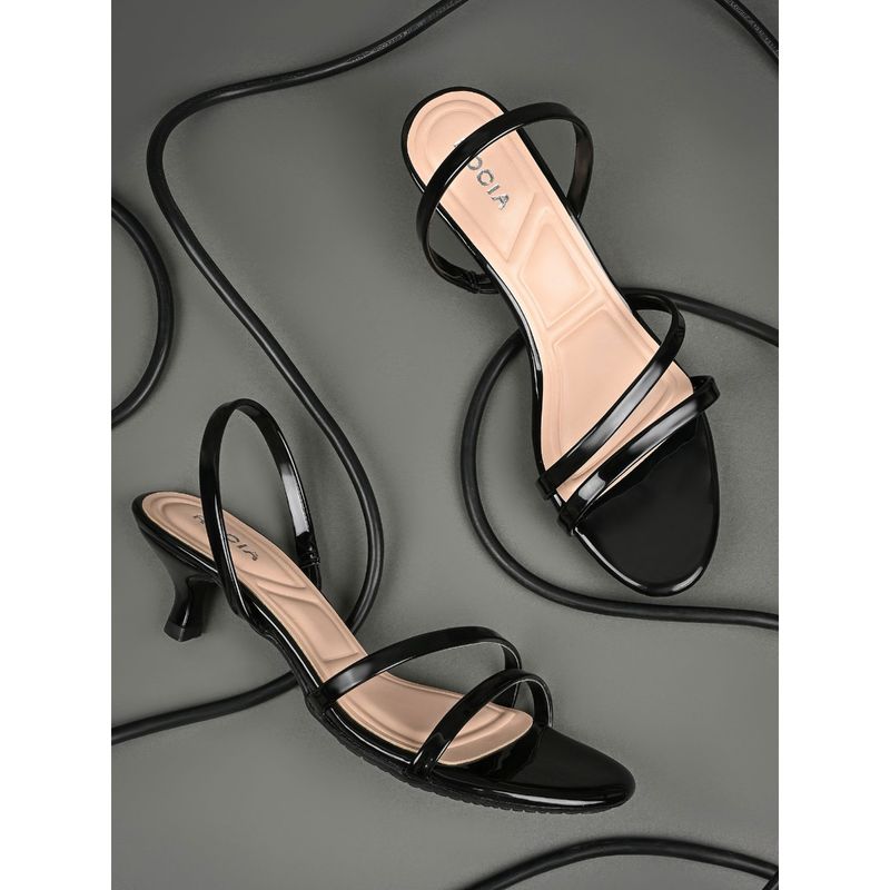 ROCIA By Regal Black Women Patent Strappy Kitten Heels (EURO 39)