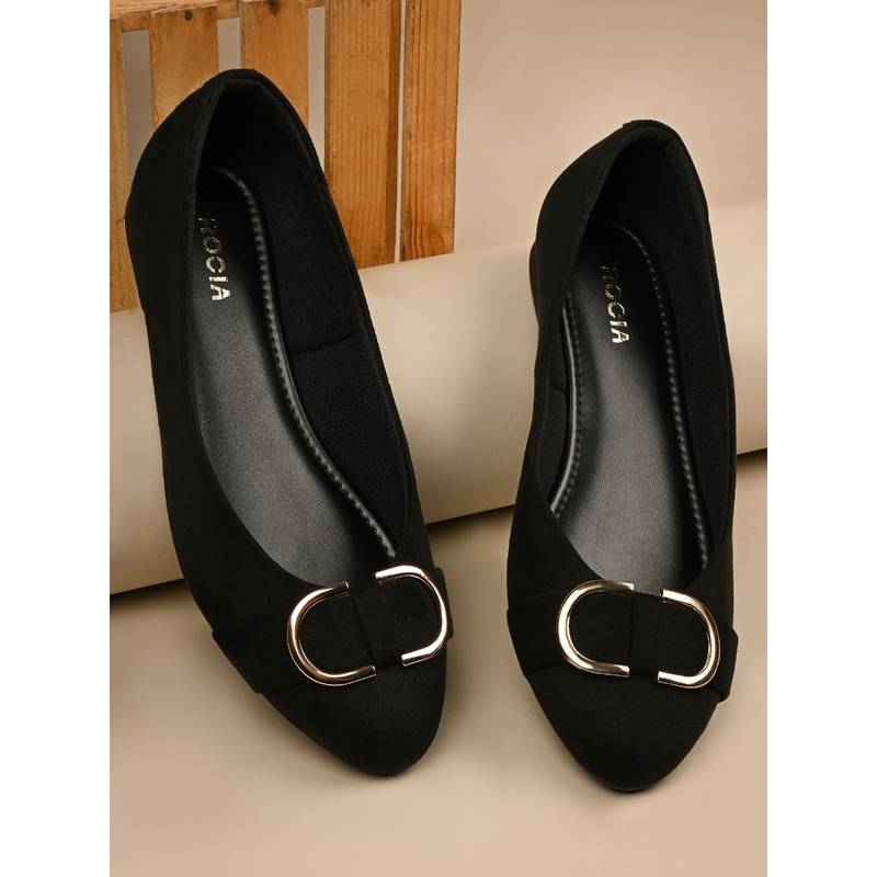 ROCIA By Regal Black Women Suede Ballerinas (EURO 36)