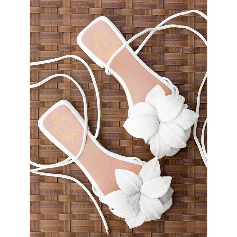 Shoetopia Women White Solid Flats (EURO 39)