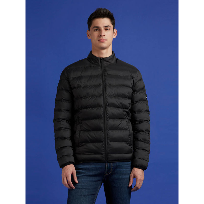 Pepe Jeans Black High Neck Full Sleeve Bomber Jacket (3XL)
