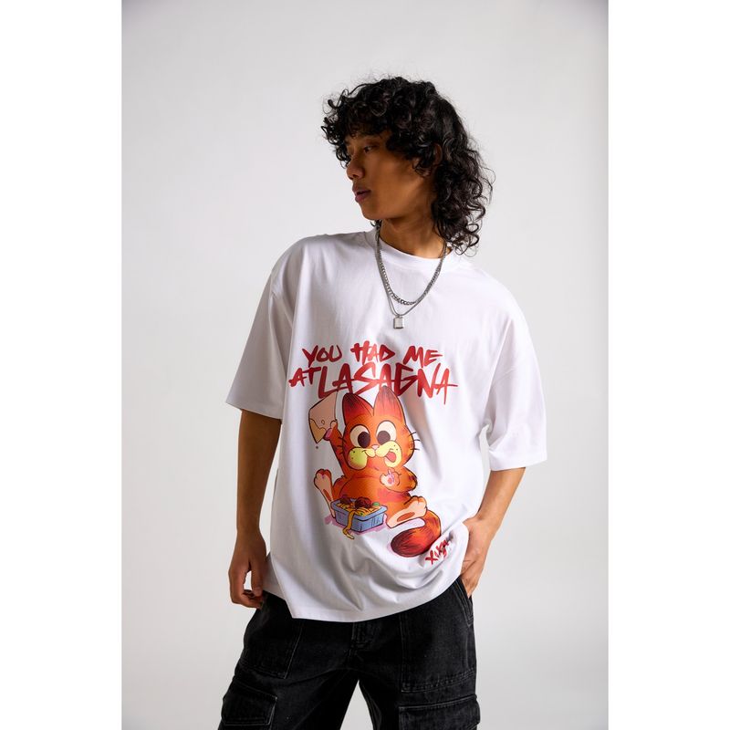 The Clothing Factory Garfield-You Had Me Lasagna Oversized T-Shirt (XS-S)