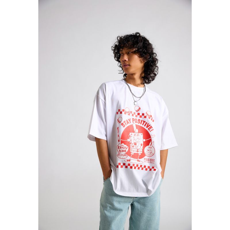 The Clothing Factory Spongebob-Stay Positive Oversized T-Shirt (XS-S)