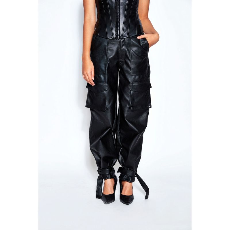The Clothing Factory Faux Leather Unisex Cargo Pants (34)