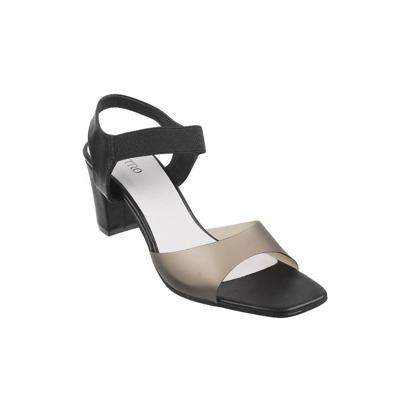 Metro Women Black Sandal Heels (EURO 38)