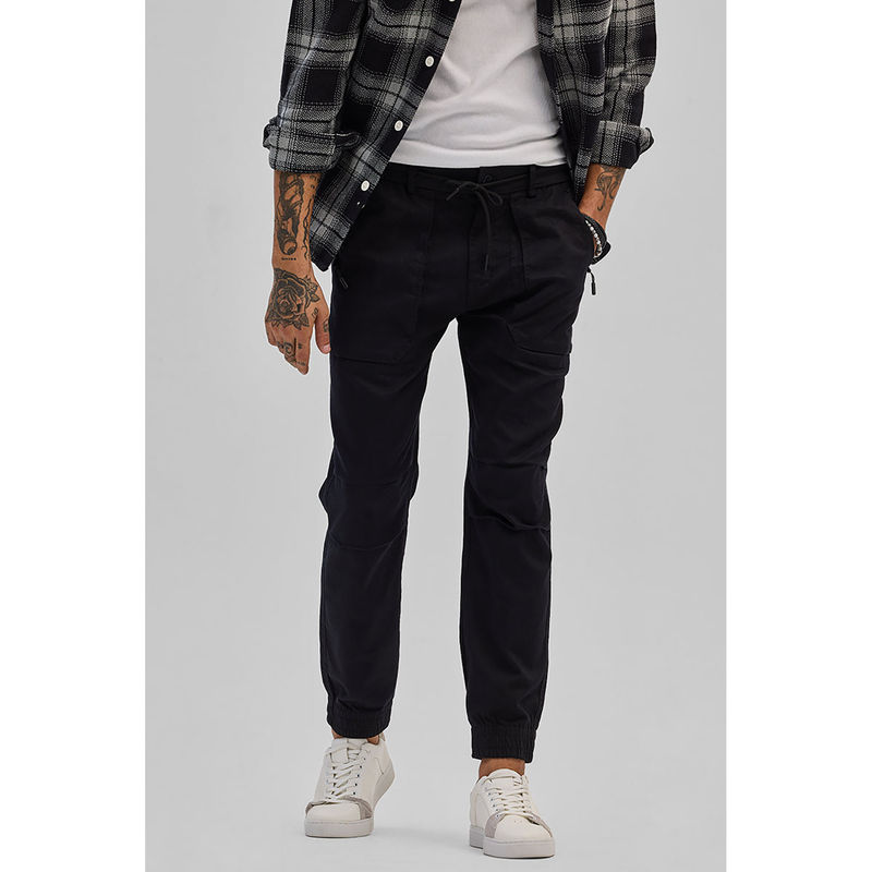 Snitch Black Slim Fit Cargo Joggers (32)